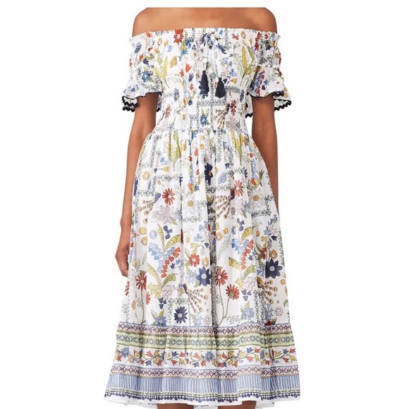 Tory Burch Dresses & Skirts - Off-Shoulder White Floral Midi Dress